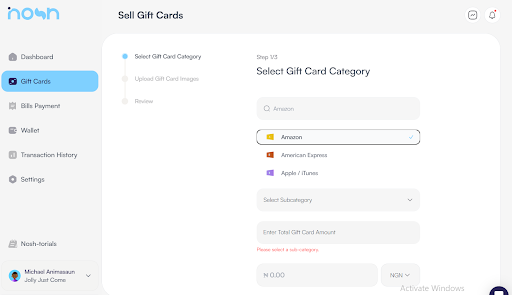 Screenshot of Nosh Website