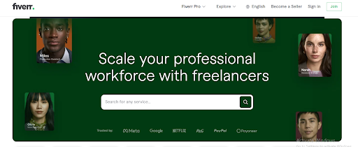 Screenshot of Fiverr Homepage