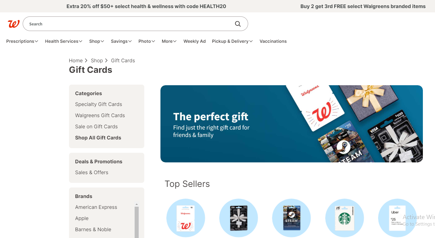 Gift Cards at Walgreens