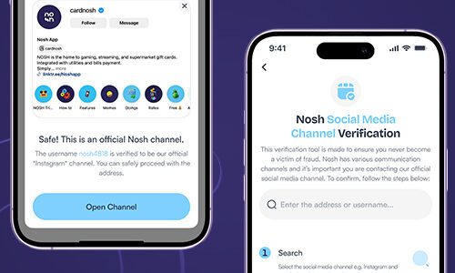 Verify Nosh Social Media Channels