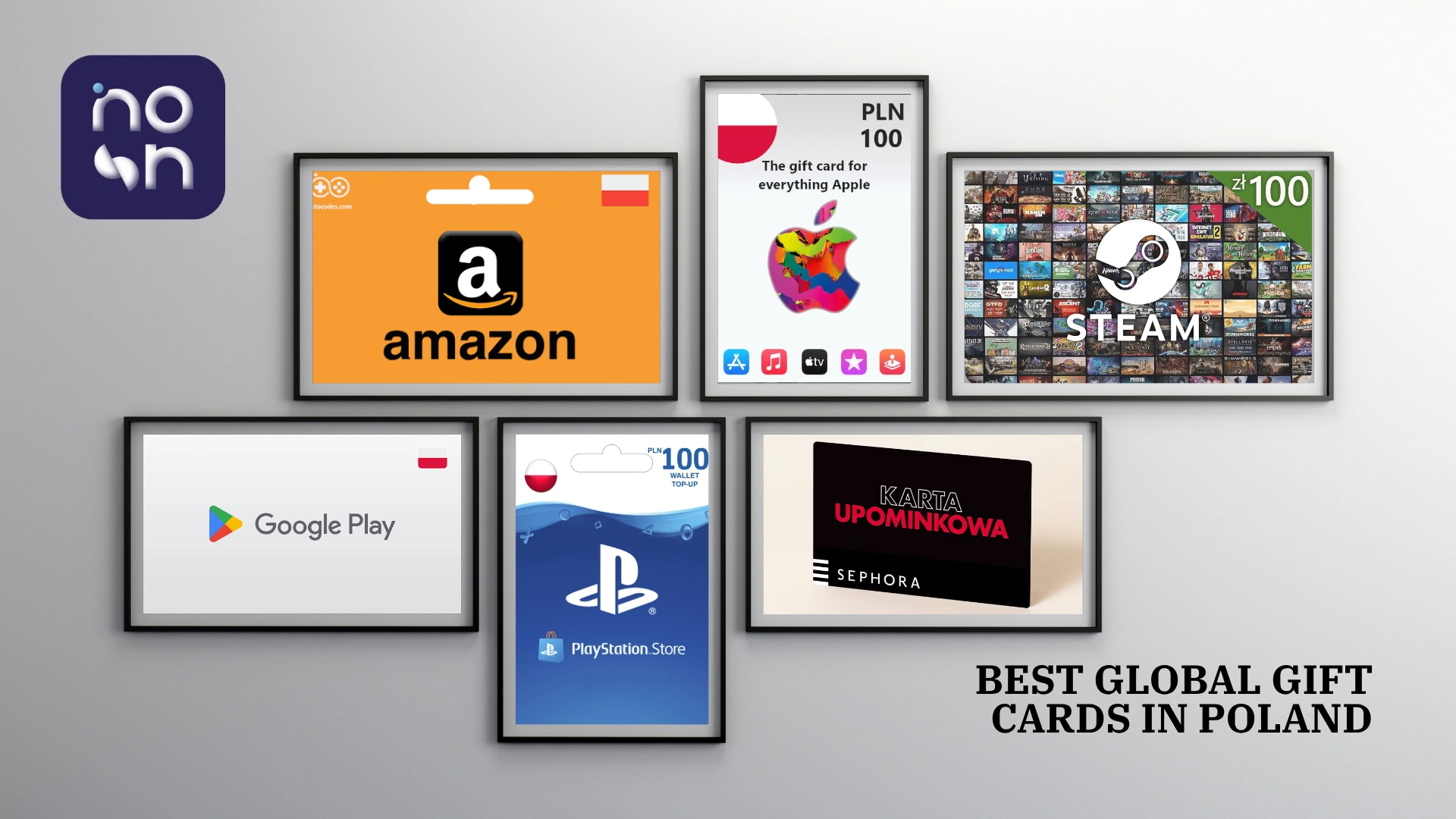 Best global gift cards that is available in poland - Amazon gift card, Apple/iTunes gift card, Steam gift card, Google gift card, Playstation gift card, Sephora gift card