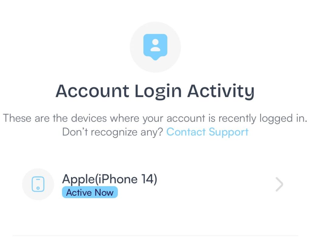 Nosh Account Login Activity